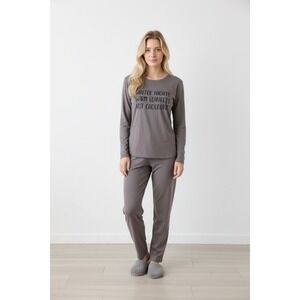 Cozy Comfort Womens Taupe‎ Long Sleeve Pajama Set Winter Nights, Size M, NEW